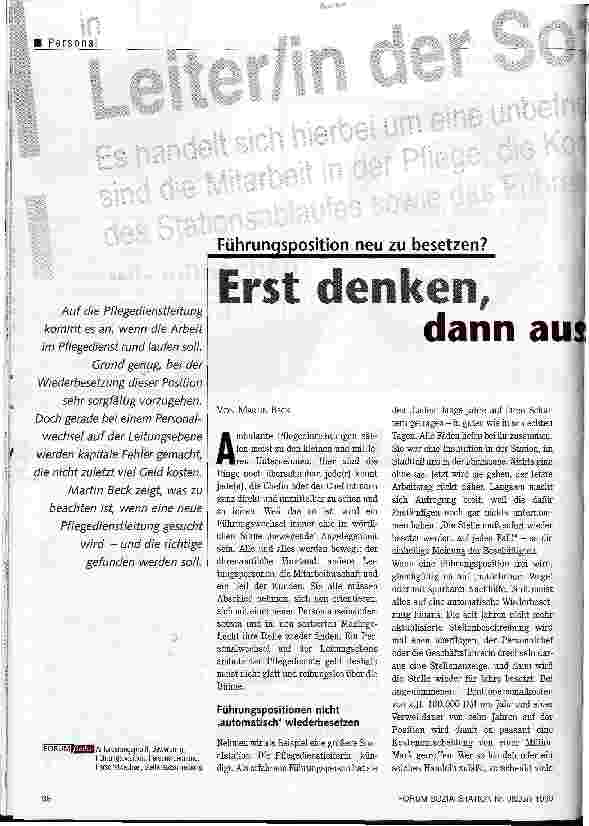 Vorschauseite 1: Erst denken, dann ausschreiben