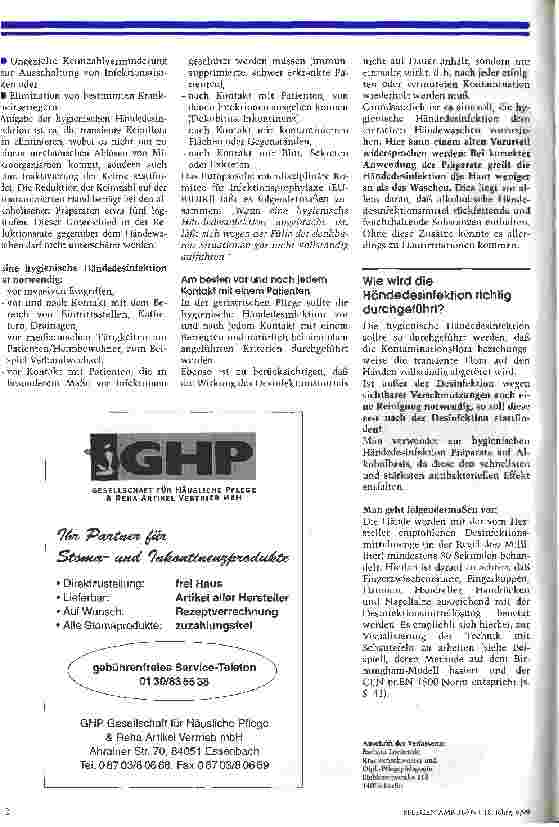 Vorschauseite 4: Waschen reicht nicht Auf die hygienische Händedesinfektion kann auch in der ambulanten Pflege nicht verzichtet werden