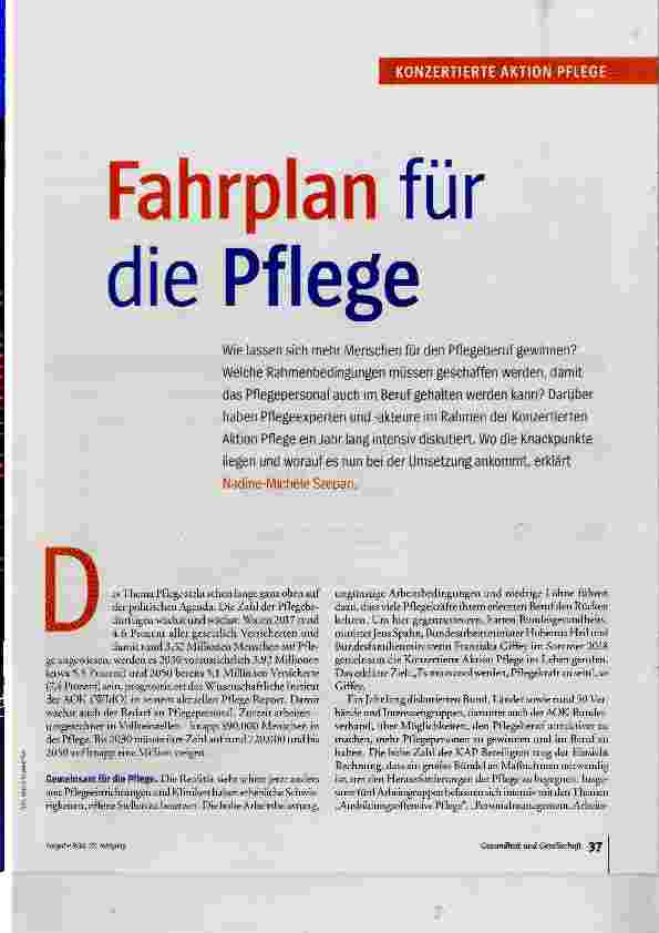 Vorschauseite 1: Fahrplan für die Pflege