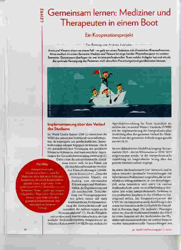 Vorschauseite 1: Gemeinsam lernen: Mediziner und Therapeuten in einem Boot Ein Kooperationsprojekt
