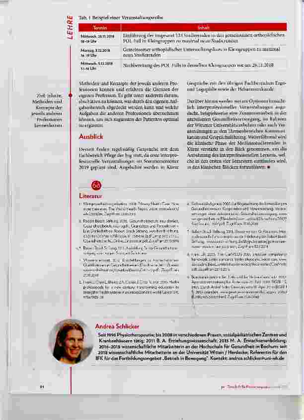 Vorschauseite 3: Gemeinsam lernen: Mediziner und Therapeuten in einem Boot Ein Kooperationsprojekt