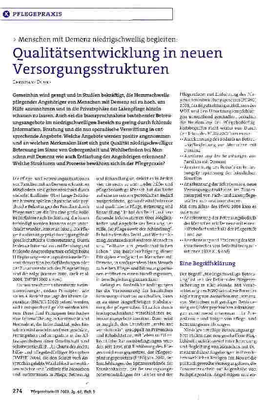 Vorschauseite 1: Qualitätsentwicklung in neuen Versorgungsstrukturen