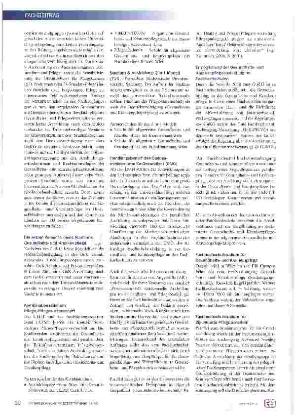 Vorschauseite 4: Pflegeausbildung auf dem Weg zum Fachhochschulstudium, oder: Über Wege und Umwege zum Fachhochschulstudium Gesundheitsund Krankenpflege