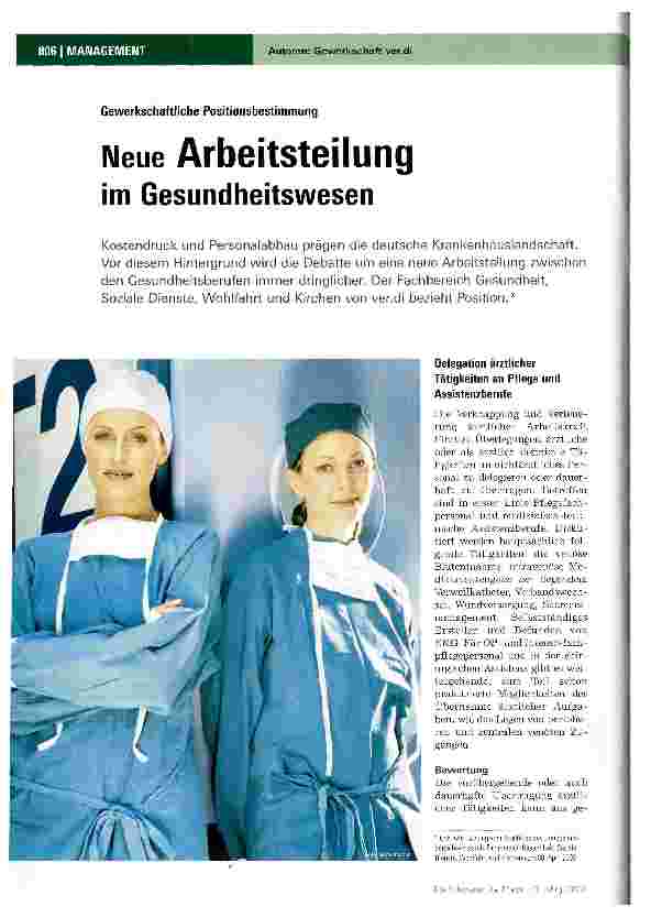Vorschauseite 1: Neue Arbeitsteilung im Gesundheitswesen