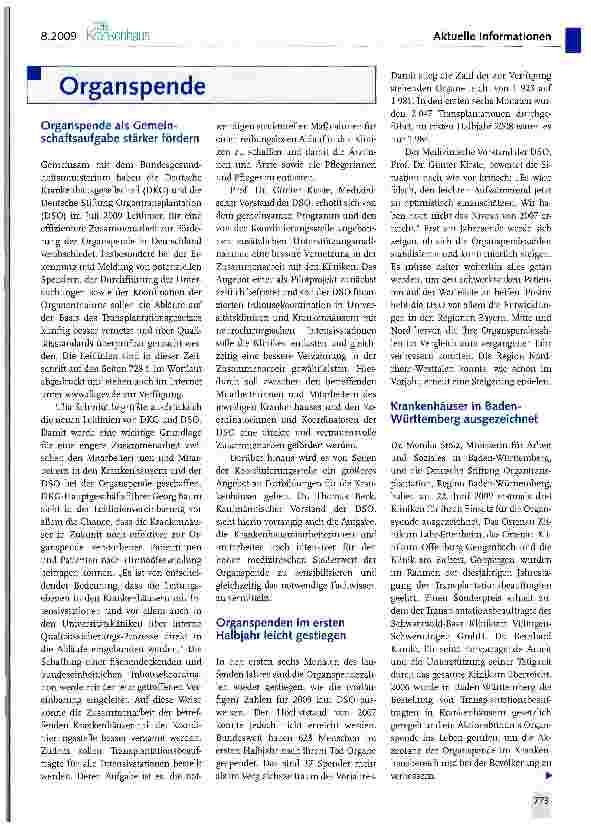 Vorschauseite 1: Organspende