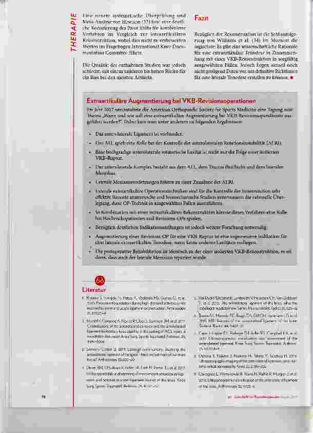 Vorschauseite 3: Das anterolaterale Ligament Teil 2: Einfluss auf die Rehabilitation nach VKB-Ruptur