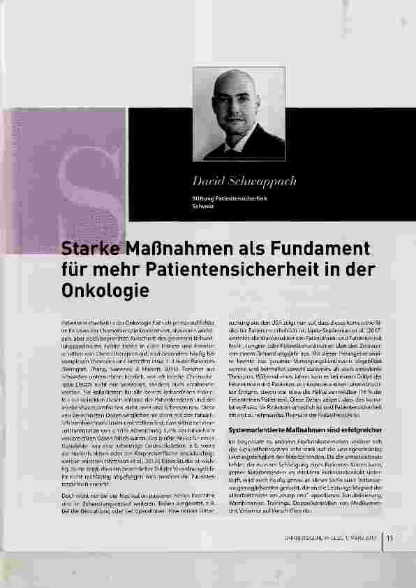 Vorschauseite 1: Maßnahmen als Fundament für mehr Patientensicherheit in der Onkologie