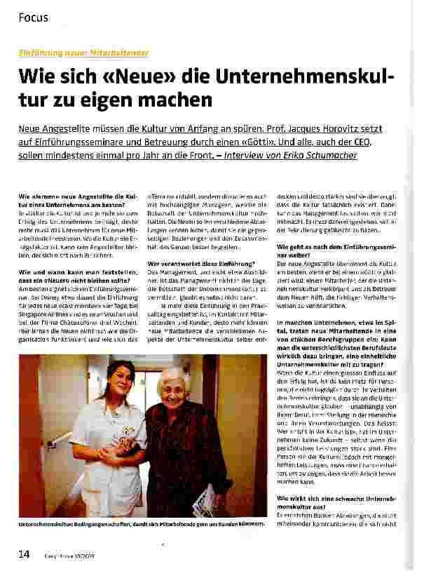 Vorschauseite 1: Wie sich «Neue» die Unternehmenskultur zu eigen machen