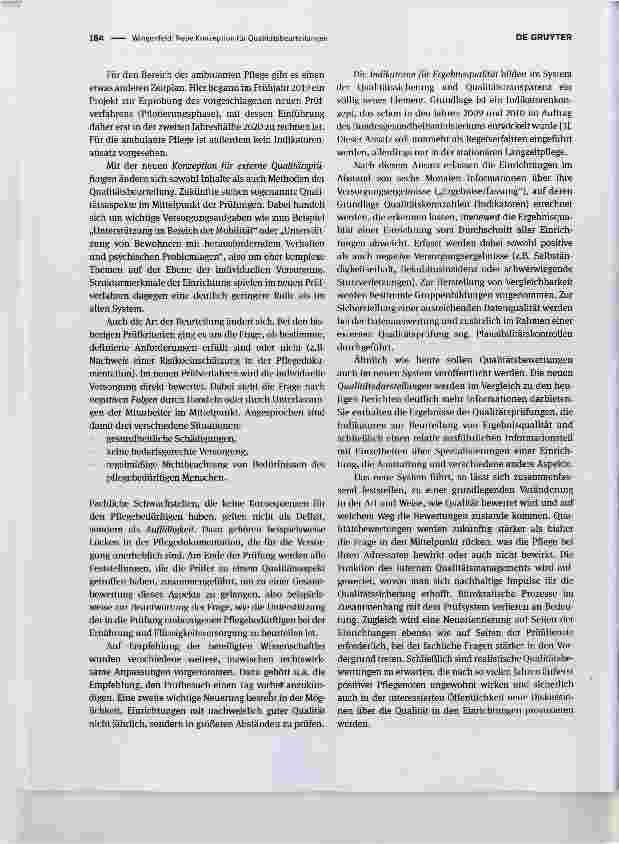 Vorschauseite 2: Neue Konzeption für Qualitätsbeurteilungen und die öffentliche Qualitätsdarstellung in der Langzeitpflege