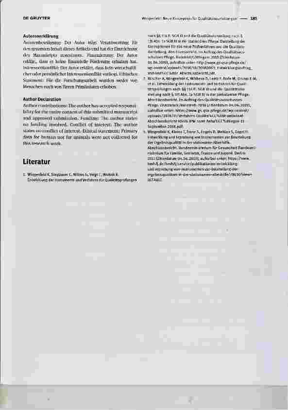 Vorschauseite 3: Neue Konzeption für Qualitätsbeurteilungen und die öffentliche Qualitätsdarstellung in der Langzeitpflege