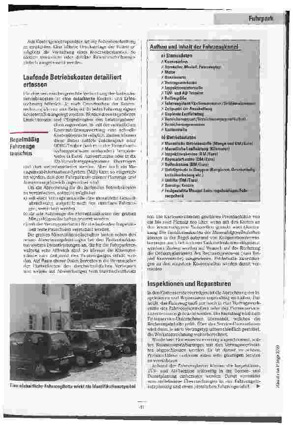 Vorschauseite 3: Arbeitsplatz auf Rädern Teil 2: Verwaltung des Fuhrparks