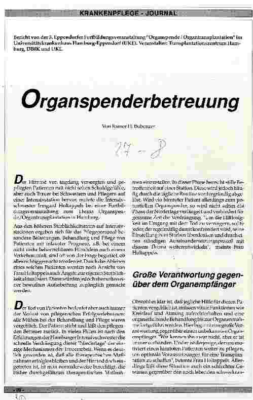 Vorschauseite 1: Organspenderbetreuung