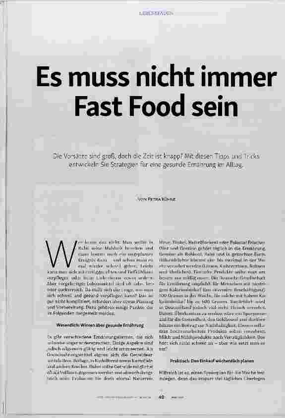Vorschauseite 1: Es muss nicht immer Fast Food sein