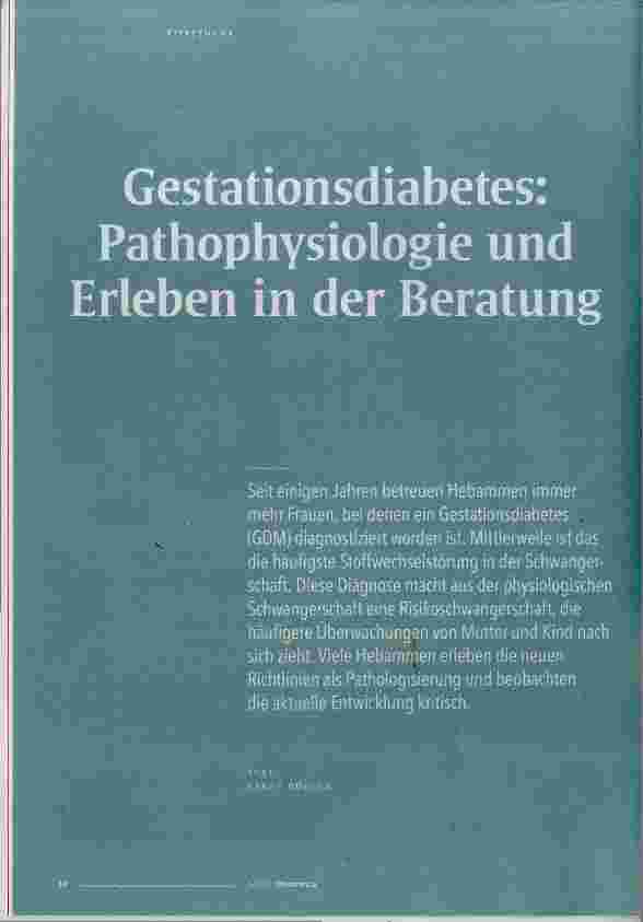 Vorschauseite 1: Gestationsdiabetes: Pathophysiologie und Erleben in der Beratung