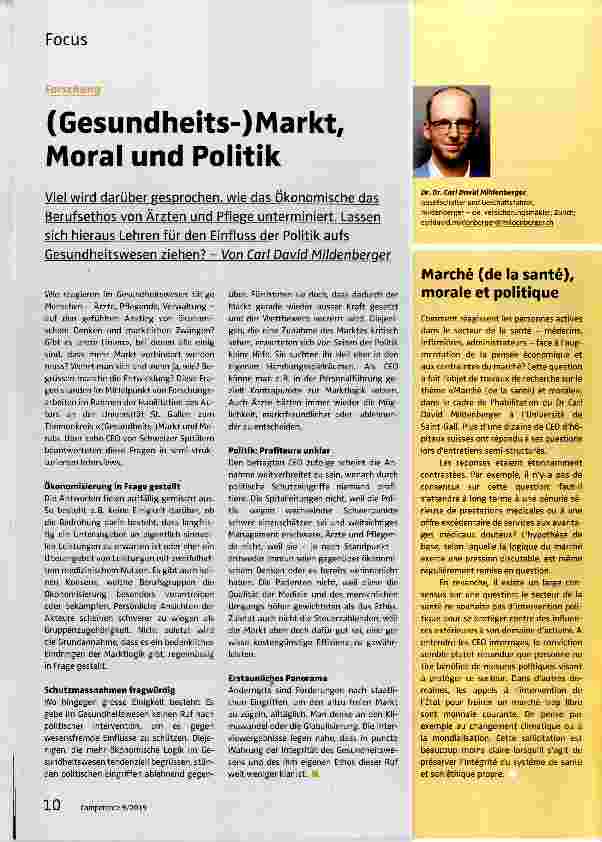 Vorschauseite 1: (Gesundheits-)Markt, Moral und Politik
