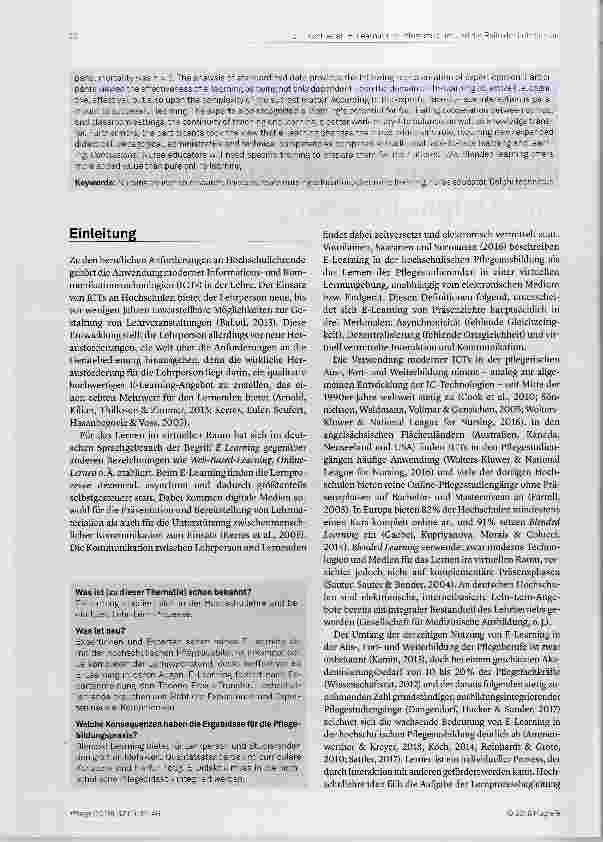 Vorschauseite 2: E-Learning in der hochschulischen Pflegeausbildung in Deutschland und die Rolle von Hochschullehrenden - eine Delphi-Erhebung