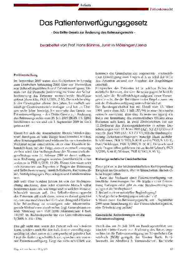Vorschauseite 1: Das Patientenverfügungsgesetz