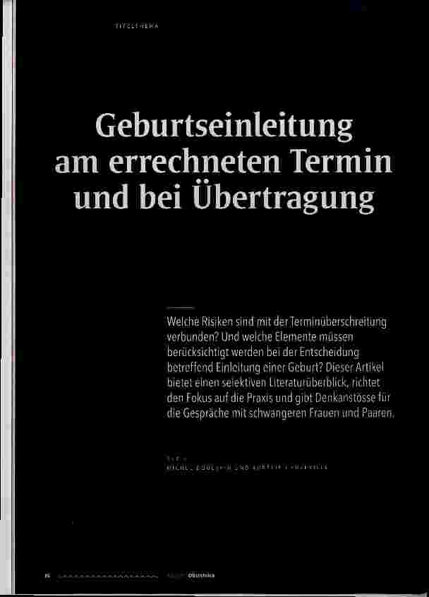 Vorschauseite 1: Geburtseinleitung am errechneten Termin und bei Übertragung