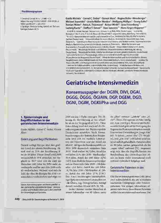 Vorschauseite 1: Geriatrische Intensivmedizin Konsensuspapier der DGIIN, DIVI, DGAI, DGGG, ÖGGG, ÖGIAIN, DGP, DGEM, DGD, DGNI, DGIM, DGKliPha und DGG
