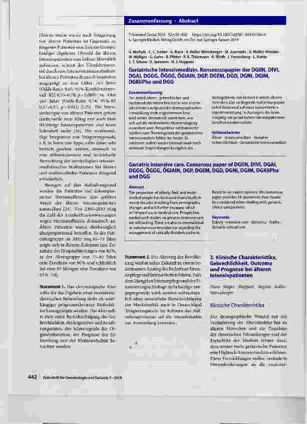 Vorschauseite 3: Geriatrische Intensivmedizin Konsensuspapier der DGIIN, DIVI, DGAI, DGGG, ÖGGG, ÖGIAIN, DGP, DGEM, DGD, DGNI, DGIM, DGKliPha und DGG