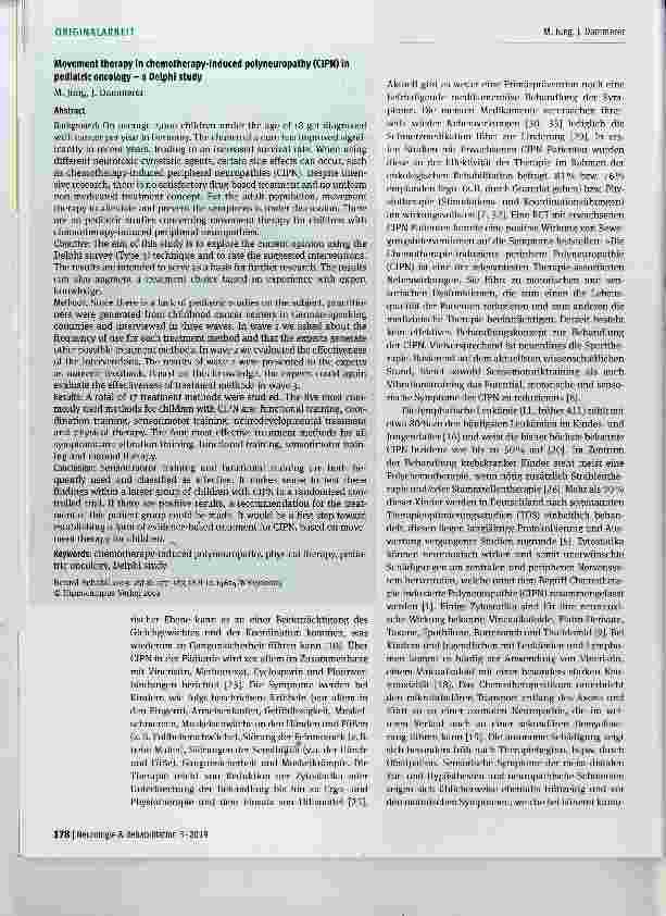 Vorschauseite 2: Bewegungstherapie bei Chemotherapieinduzierter Polyneuropathie (CIPN) in der pädiatrischen Onkologie - Eine Delphi-Studie