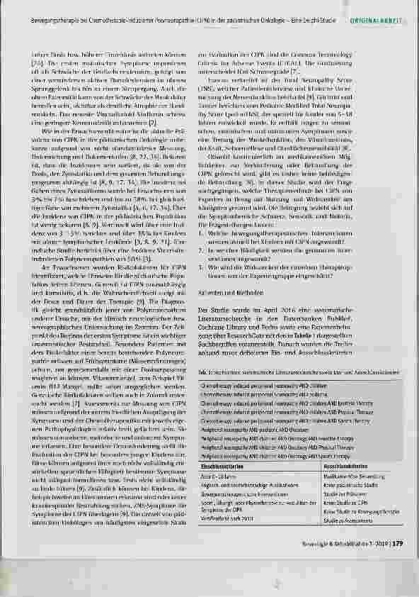 Vorschauseite 3: Bewegungstherapie bei Chemotherapieinduzierter Polyneuropathie (CIPN) in der pädiatrischen Onkologie - Eine Delphi-Studie