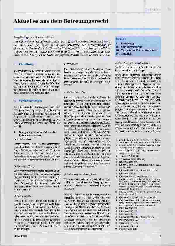 Vorschauseite 1: Aktuelles aus dem Betreuungsrecht