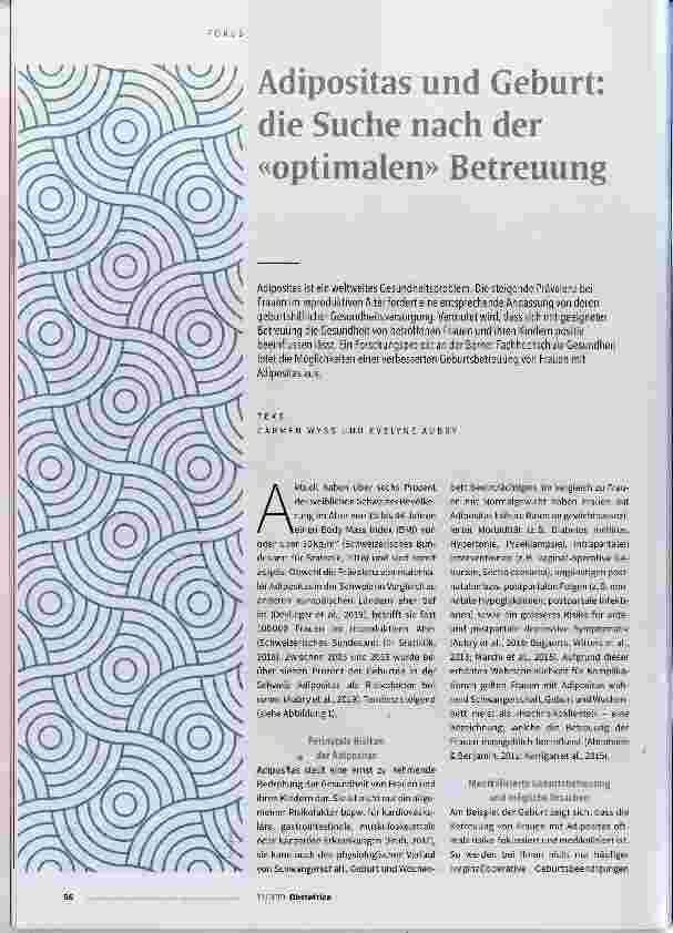 Vorschauseite 1: Adipositas und Geburt: die Suche nach der «optimalen» Betreuung