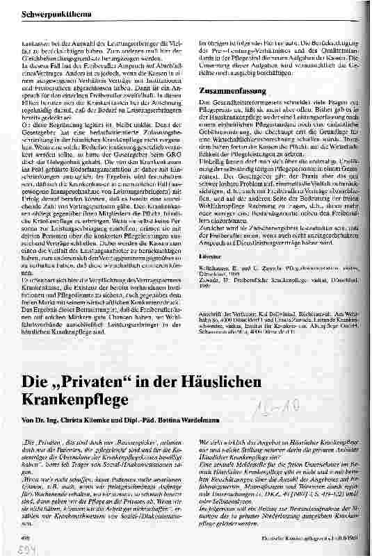 Vorschauseite 1: Die Privaten in der Häuslichen Krankenpflege