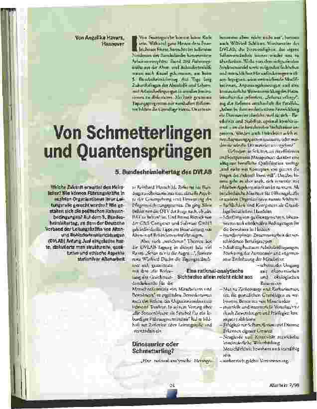 Vorschauseite 1: Von Schmetterlingen und Quantensprüngen 5. Bundesheimleitertag des DVLAB