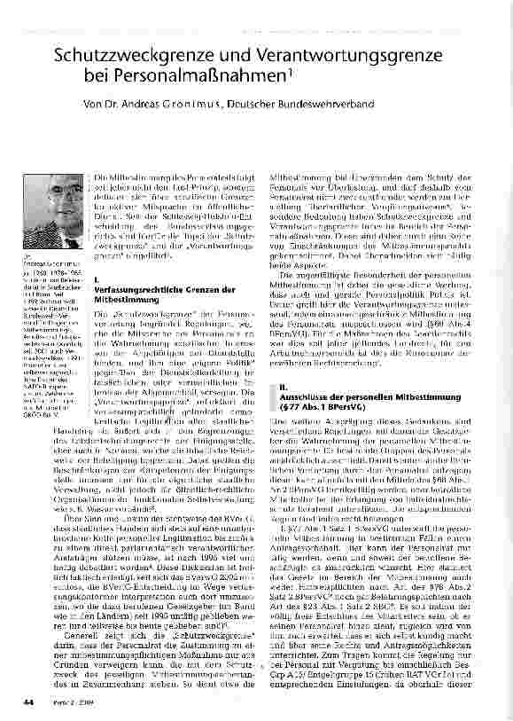 Vorschauseite 1: Schutzzweckgrenze und Verantwortungsgrenze bei Personalmaßnahmen