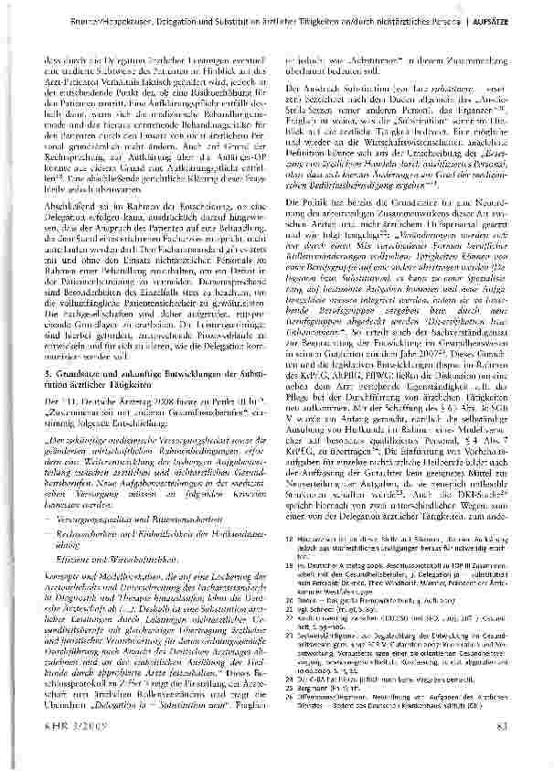 Vorschauseite 4: Delegation und Substitution ärztlicher Tätigkeiten an/durch nichtärztliches Personal -aus der Not eine (zukünftige) Tugend machen?