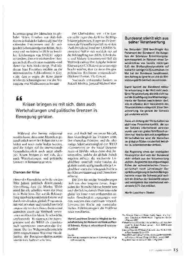 Vorschauseite 2: Globale Gesundheit in Zeiten der Krise