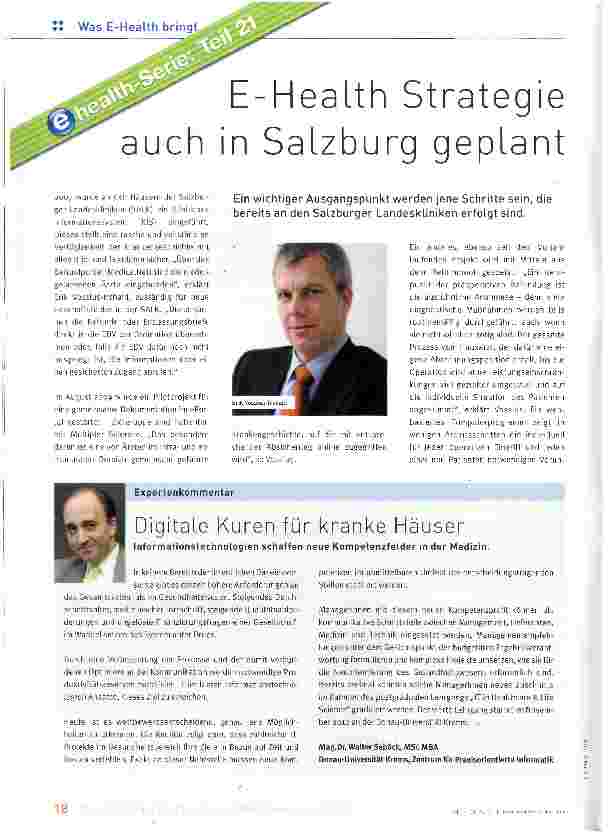 Vorschauseite 1: E-Health Strategie auch in Salzburg geplant