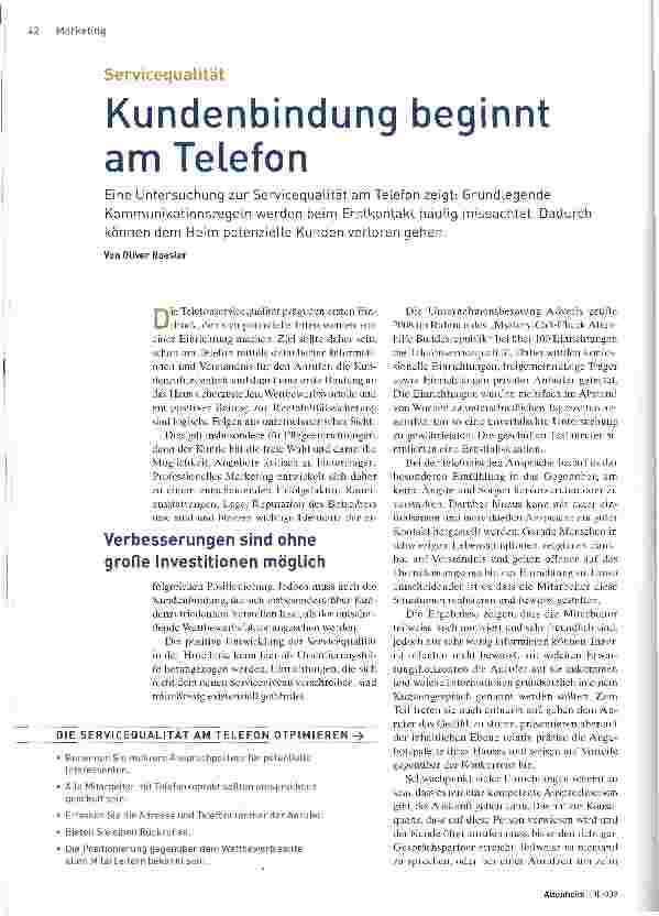 Vorschauseite 1: Kundenbindung beginnt am Telefon