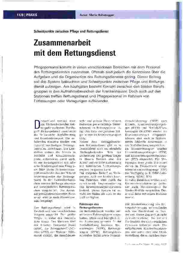 Vorschauseite 1: Zusammenarbeit mit dem Rettungsdienst