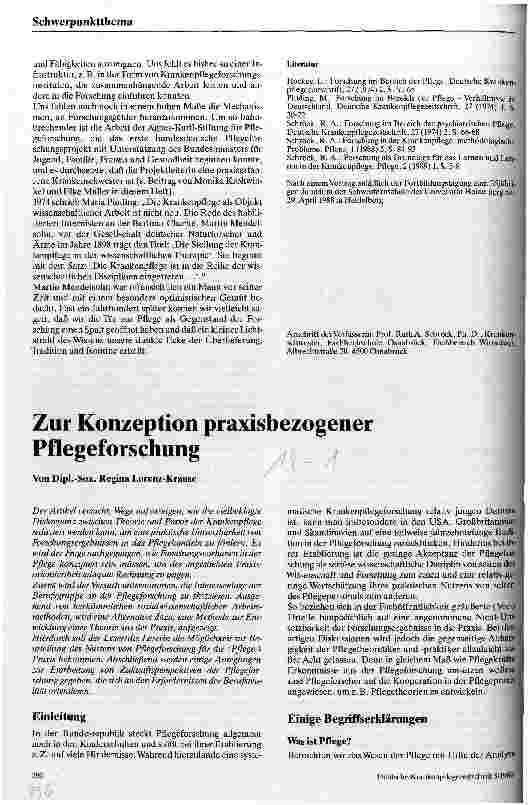 Vorschauseite 1: Zur Konzeption praxisbezogener Pflegeforschung