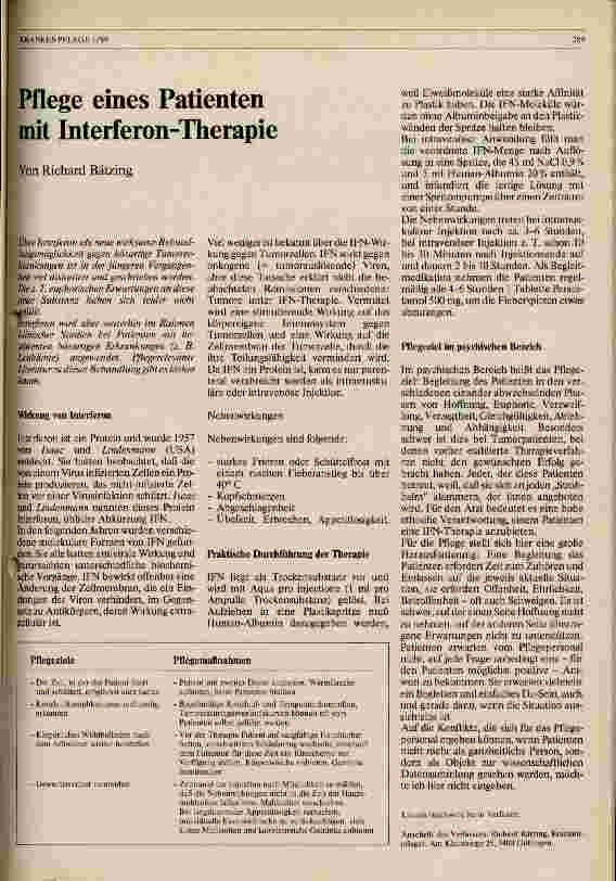 Vorschauseite 1: Pflege eines Patienten mit Interferon-Therapie