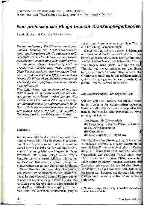 Vorschauseite 1: Eine professionelle Pflege braucht Krankenpflegetheorien