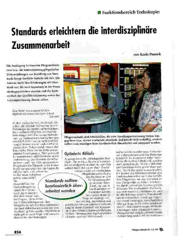 Vorschauseite 1: Standards erleichtern die interdisziplinäre Zusammenarbeit Funktionsbereich Endoskopie