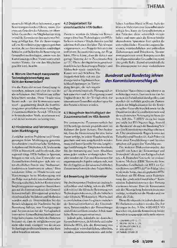 Vorschauseite 3: Die geplante Verordnung über die Bewertung von Gesundheitstechnologien