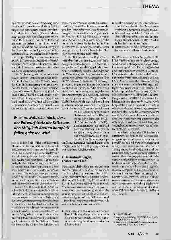 Vorschauseite 5: Die geplante Verordnung über die Bewertung von Gesundheitstechnologien