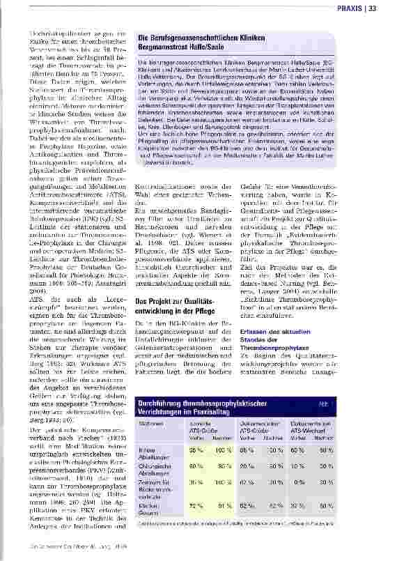 Vorschauseite 2: Projekt QualitätsentwicklungEvidenzbasierte physikalische Thromboseprophylaxe in der Pflege