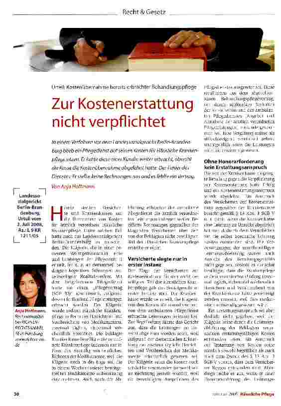 Vorschauseite 1: Zur Kostenerstattung nicht verpflichtet