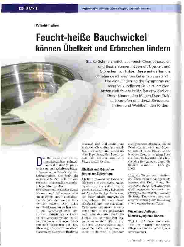 Vorschauseite 1: Feucht-heiße Bauchwickel können Übelkeit und Erbrechen lindern