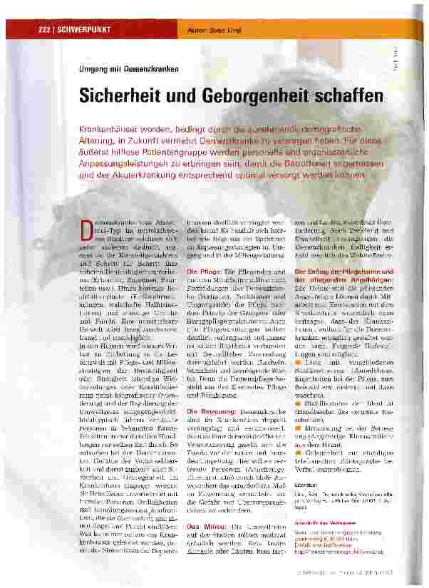 Vorschauseite 1: Sicherheit und Geborgenheit schaffen