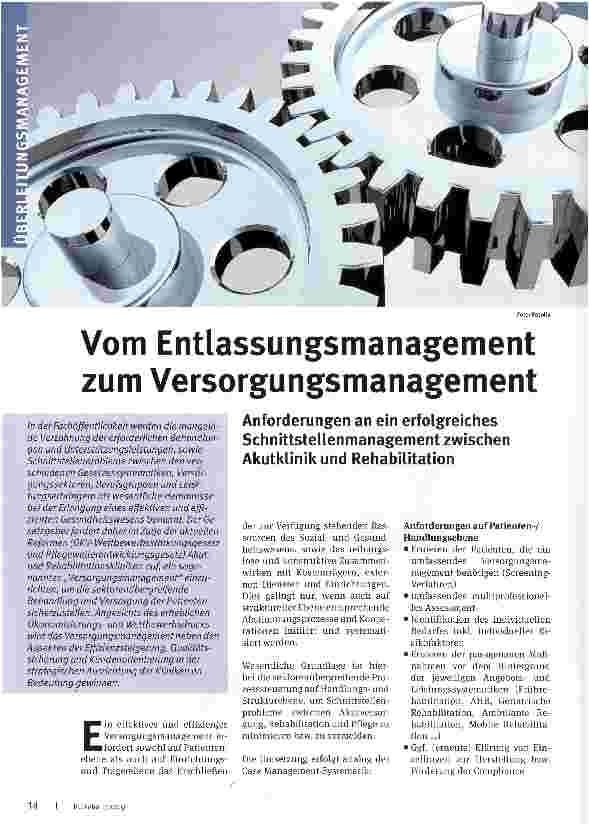 Vorschauseite 1: Vom Entlassungsmanagement zum Versorgungsmanagement