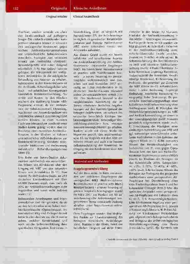 Vorschauseite 3: Unterschiede von Kenntnissen und Selbsteinschätzung der Ärztinnen und Ärzte in Weiterbildung im Vergleich zu Fachärztinnen und Fachärzten der Anästhesiologie zu Fragen der Multire…