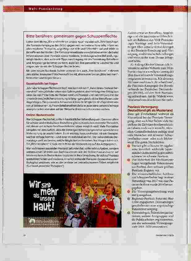 Vorschauseite 2: Welt-Psoriasistag 2019 steht im Zeichen des Austauschs