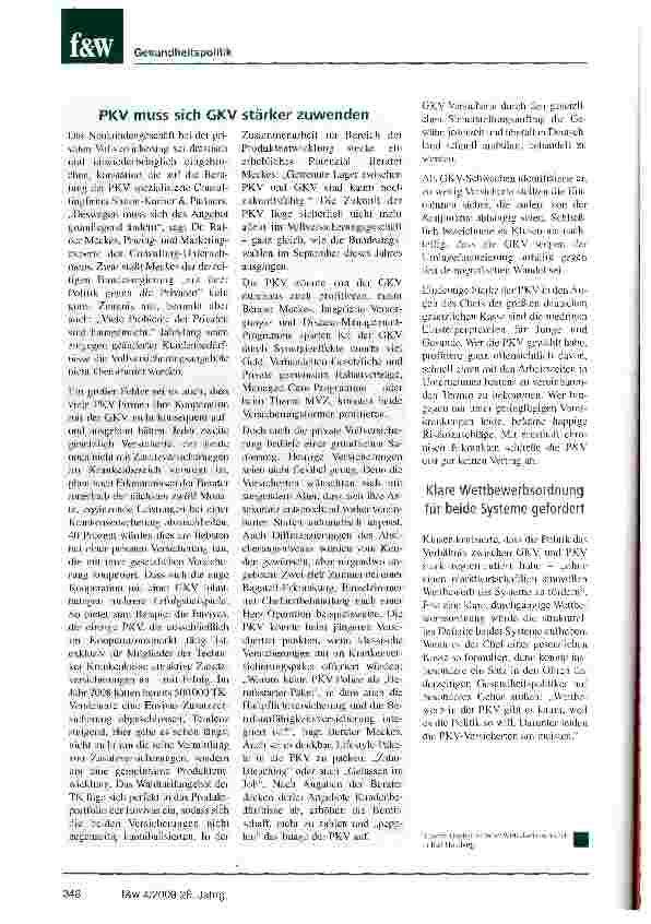 Vorschauseite 3: GKV und PKV müssen stärker kooperieren